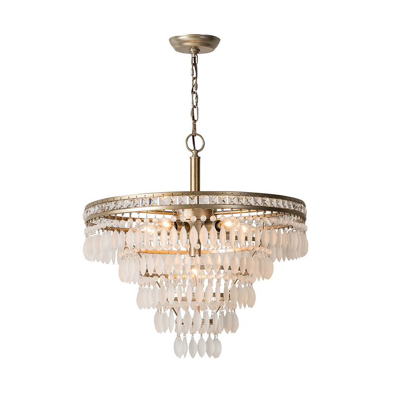 Tiered Ceiling Light Fixture Contemporary Crystal 6 Lights Antique Silver Chandelier Light for Bedroom Clearhalo 'Ceiling Lights' 'Chandeliers' 'Modern Chandeliers' 'Modern' Lighting' 223292