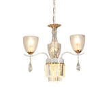 Prism Glass Cup Hanging Light Kit Contemporary 3/6/8 Lights White Chandelier Lamp with Cone Crystal Shade Clearhalo 'Ceiling Lights' 'Chandeliers' 'Modern Chandeliers' 'Modern' Lighting' 223312