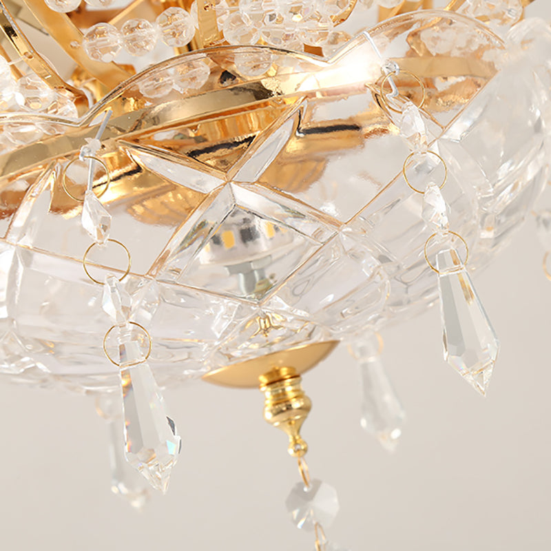 Lotus Corridor Pendant Light Crystal 1 Light Contemporary Hanging Ceiling Light in Gold Clearhalo 'Ceiling Lights' 'Modern Pendants' 'Modern' 'Pendant Lights' 'Pendants' Lighting' 223343