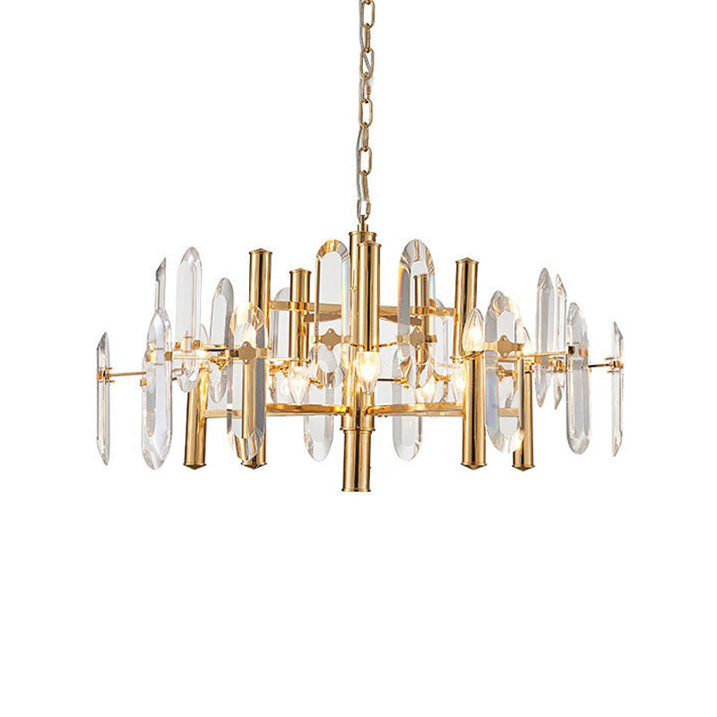 Metal Frame Hanging Light Kit Modern 8/10 Lights Gold Chandelier Light Fixture, 23.5"/31.5" Wide Clearhalo 'Ceiling Lights' 'Chandeliers' 'Modern Chandeliers' 'Modern' Lighting' 223358