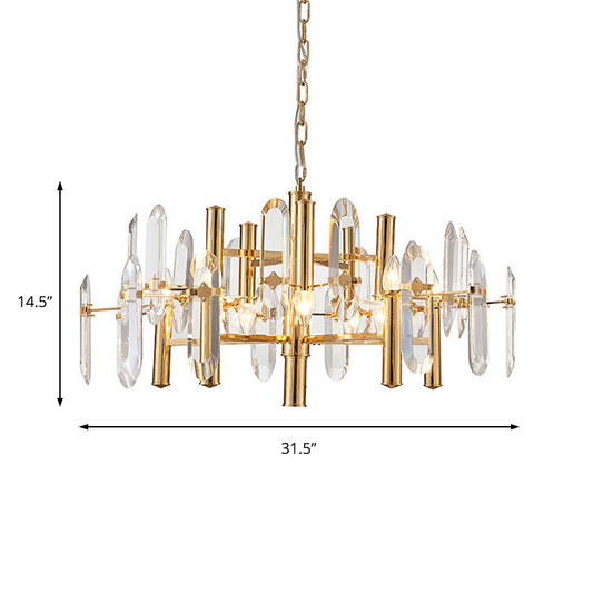 Metal Frame Hanging Light Kit Modern 8/10 Lights Gold Chandelier Light Fixture, 23.5"/31.5" Wide Clearhalo 'Ceiling Lights' 'Chandeliers' 'Modern Chandeliers' 'Modern' Lighting' 223359