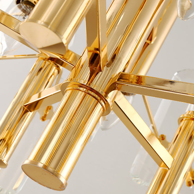 Metal Frame Hanging Light Kit Modern 8/10 Lights Gold Chandelier Light Fixture, 23.5"/31.5" Wide Clearhalo 'Ceiling Lights' 'Chandeliers' 'Modern Chandeliers' 'Modern' Lighting' 223360