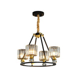 Cylinder Hanging Light Kit Modern Clear Crystal 4/6/8 Lights Black Chandelier Light for Living Room Clearhalo 'Ceiling Lights' 'Chandeliers' 'Modern Chandeliers' 'Modern' Lighting' 223427