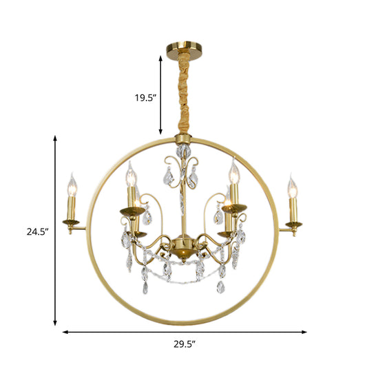 Metal Candelabra Ceiling Suspension Light Modern 6/8 Light Brass Chandelier Light with Crystal Drop Clearhalo 'Ceiling Lights' 'Chandeliers' 'Modern Chandeliers' 'Modern' Lighting' 223436