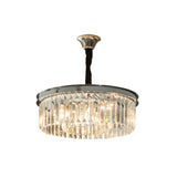 Simple Style Drum Crystal Block Chandelier Pendant Light 4/8 Lights Hanging Light Kit in Chrome, 18"/23" Wide Clearhalo 'Ceiling Lights' 'Chandeliers' 'Modern Chandeliers' 'Modern' Lighting' 223464