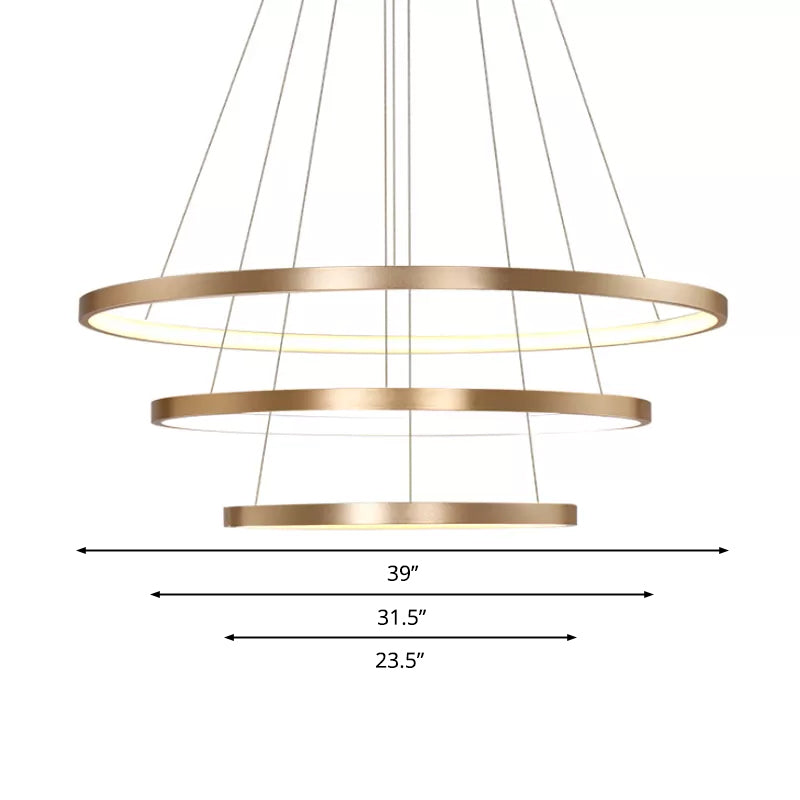 23.5"/31.5" Dia Gold Loop Chandelier Pendant Modern LED Acrylic Ceiling Light Fixture in Warm/White Light Clearhalo 'Ceiling Lights' 'Chandeliers' 'Modern Chandeliers' 'Modern' Lighting' 2235413