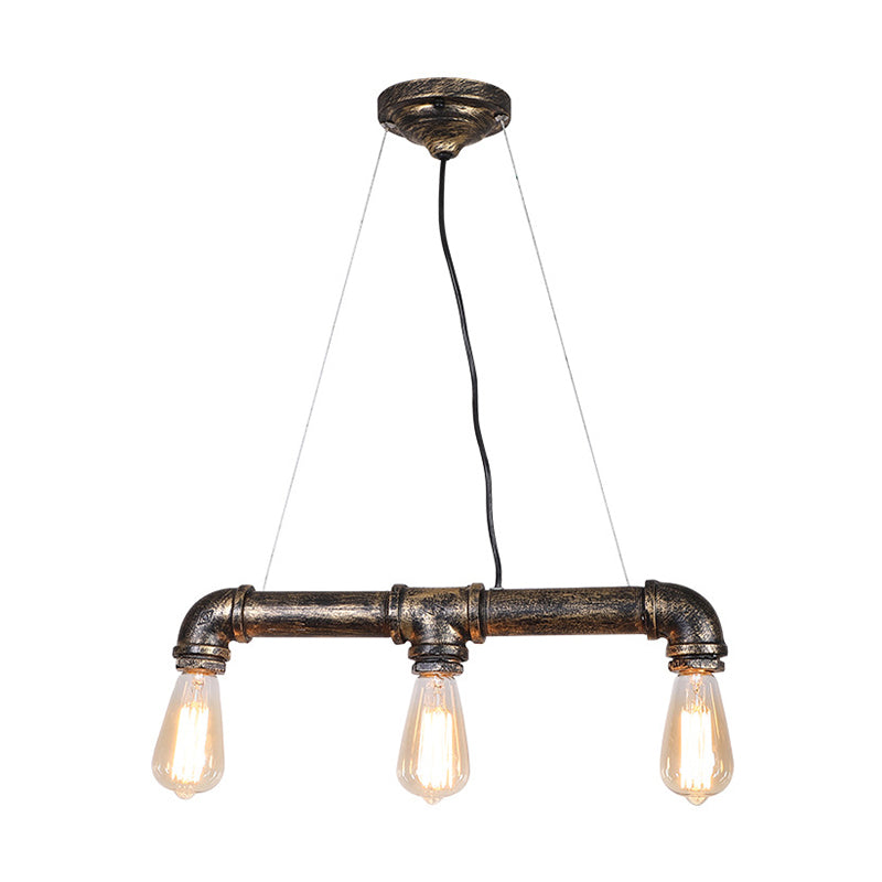 Plumbing Pipe Iron Island Pendant Lighting Rustic Living Room Ceiling Light in Bronze Clearhalo 'Ceiling Lights' 'Island Lights' Lighting' 2235662