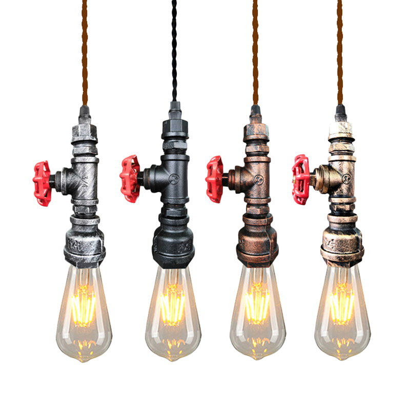 Iron Water Valve Suspension Lighting Retro Style 1��Bulb Bar Pendant Light Fixture Clearhalo 'Ceiling Lights' 'Industrial Pendants' 'Industrial' 'Middle Century Pendants' 'Pendant Lights' 'Pendants' 'Tiffany' Lighting' 2235687