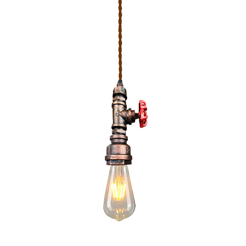 Iron Water Valve Suspension Lighting Retro Style 1��Bulb Bar Pendant Light Fixture Copper Clearhalo 'Ceiling Lights' 'Industrial Pendants' 'Industrial' 'Middle Century Pendants' 'Pendant Lights' 'Pendants' 'Tiffany' Lighting' 2235689_c6826c78-5e2b-48c7-907a-d637362f0999