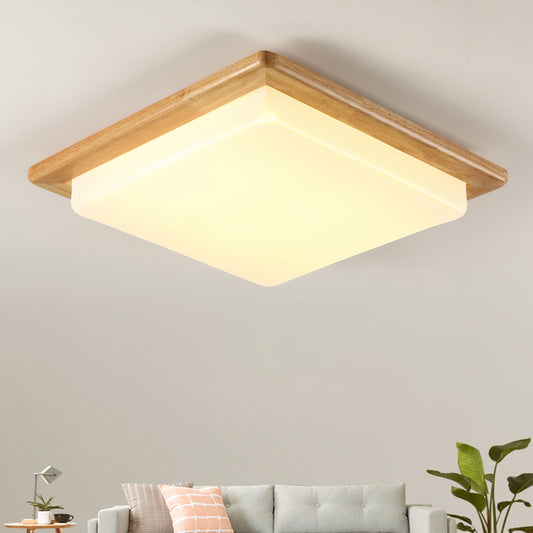 Squared LED Flush Mount Japanese Acrylic Bedroom Flushmount Ceiling Light in Wood Clearhalo 'Ceiling Lights' 'Close To Ceiling Lights' 'Close to ceiling' 'Flush mount' Lighting' 2235713