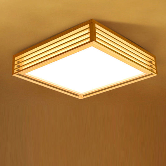 Wood Square Flush Ceiling Light Japanese LED Flush Mount Lighting Fixture for Bedroom Clearhalo 'Ceiling Lights' 'Close To Ceiling Lights' 'Close to ceiling' 'Flush mount' Lighting' 2235719