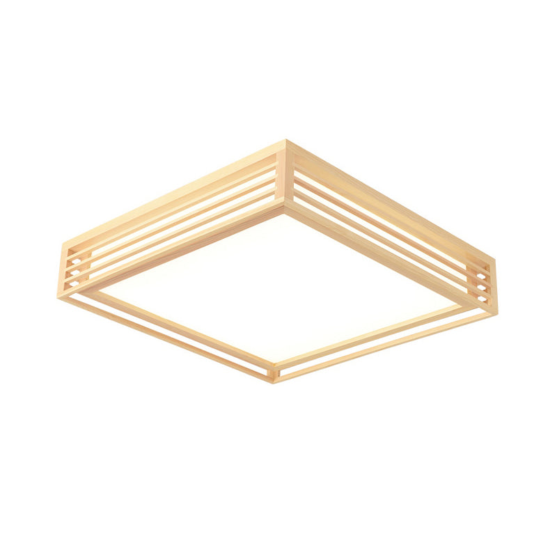 Wood Square Flush Ceiling Light Japanese LED Flush Mount Lighting Fixture for Bedroom Clearhalo 'Ceiling Lights' 'Close To Ceiling Lights' 'Close to ceiling' 'Flush mount' Lighting' 2235720