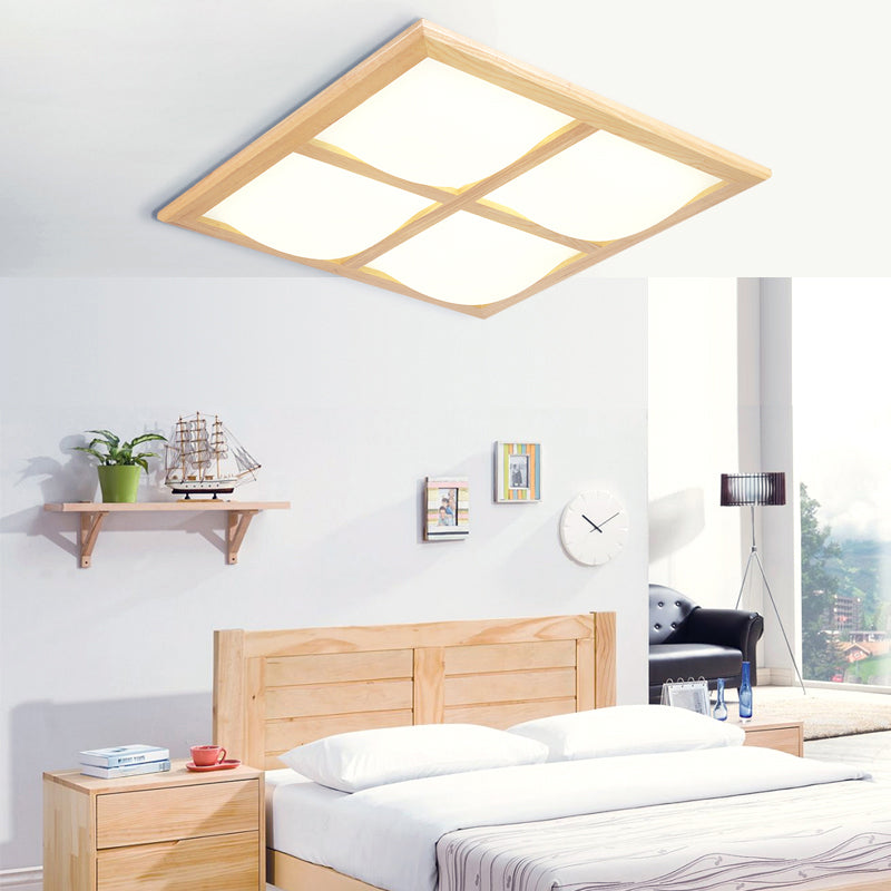 Japanese Style Ultra-Thin Flush Mount Lighting Wood Bedroom LED Flush Mount Fixture 4 Wood Clearhalo 'Ceiling Lights' 'Close To Ceiling Lights' 'Close to ceiling' 'Flush mount' Lighting' 2235726