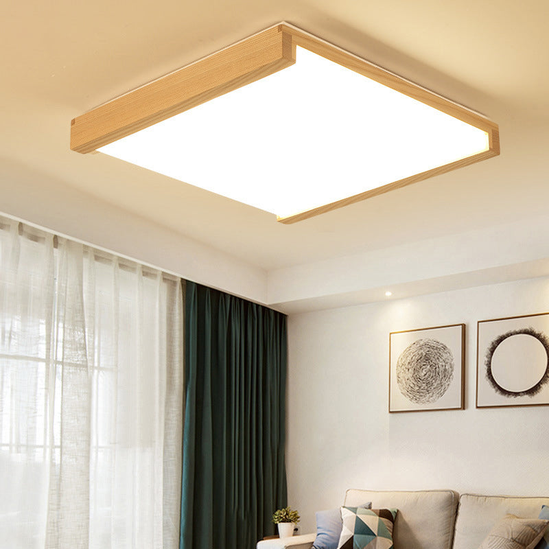 Square Shaped LED Flush Mount Light Simplicity Wood Bedroom Flush Mount Ceiling Light Wood Clearhalo 'Ceiling Lights' 'Close To Ceiling Lights' 'Close to ceiling' 'Flush mount' Lighting' 2235761