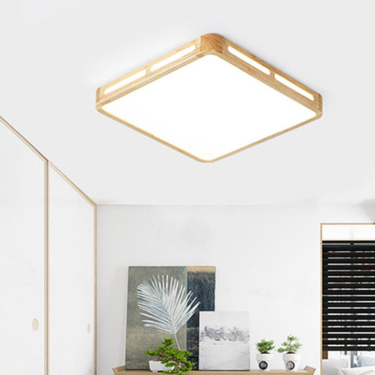 Japanese Square LED Flush Mount Wood Bedroom Flushmount Ceiling Light with Acrylic Shade Clearhalo 'Ceiling Lights' 'Close To Ceiling Lights' 'Close to ceiling' 'Flush mount' Lighting' 2235782