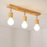 Geometric Shaped Track Lighting Minimalist Wood Restaurant Semi Flush Light Fixture 3 Wood Clearhalo 'Ceiling Lights' 'Close To Ceiling Lights' 'Close to ceiling' 'Semi-flushmount' Lighting' 2236023