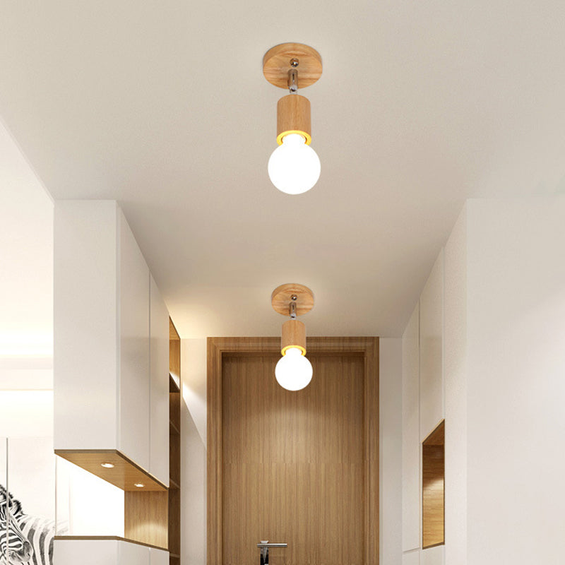 Geometric Shaped Track Lighting Minimalist Wood Restaurant Semi Flush Light Fixture Clearhalo 'Ceiling Lights' 'Close To Ceiling Lights' 'Close to ceiling' 'Semi-flushmount' Lighting' 2236026