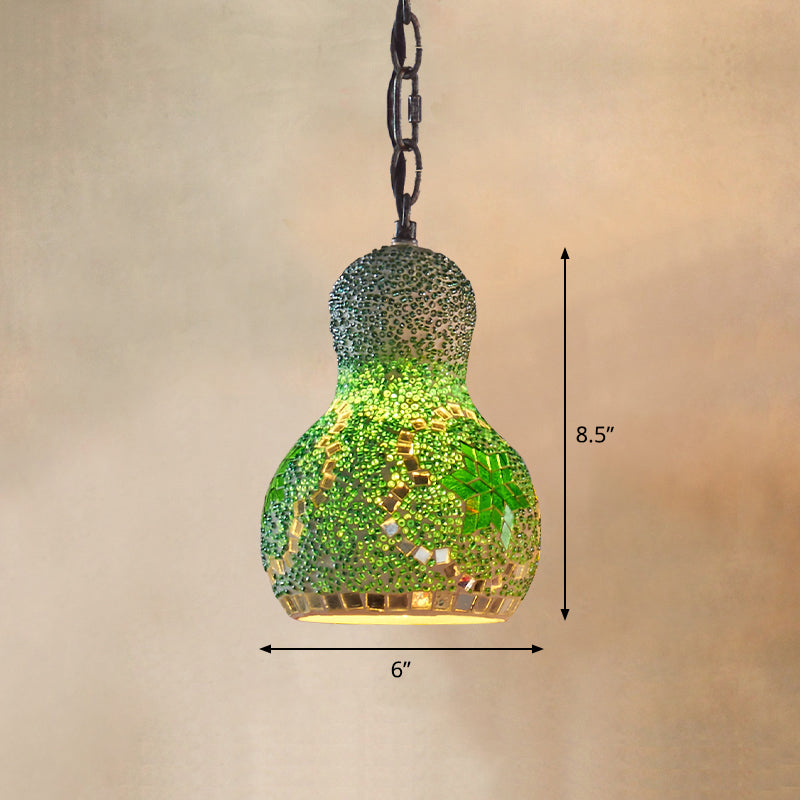 Traditional Pear Suspension Lighting 1-Light Stained Glass Pendant Ceiling Light for Restaurant Green Clearhalo 'Ceiling Lights' 'Glass shade' 'Glass' 'Pendant Lights' 'Pendants' Lighting' 2236122