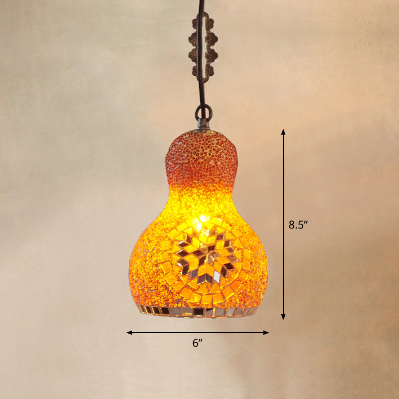 Traditional Pear Suspension Lighting 1-Light Stained Glass Pendant Ceiling Light for Restaurant Orange Clearhalo 'Ceiling Lights' 'Glass shade' 'Glass' 'Pendant Lights' 'Pendants' Lighting' 2236127