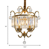 Brass Lantern Chandelier Lamp Modernism 4 Lights Three Side Crystal Rod Hanging Light Clearhalo 'Ceiling Lights' 'Chandeliers' 'Modern Chandeliers' 'Modern' Lighting' 223612