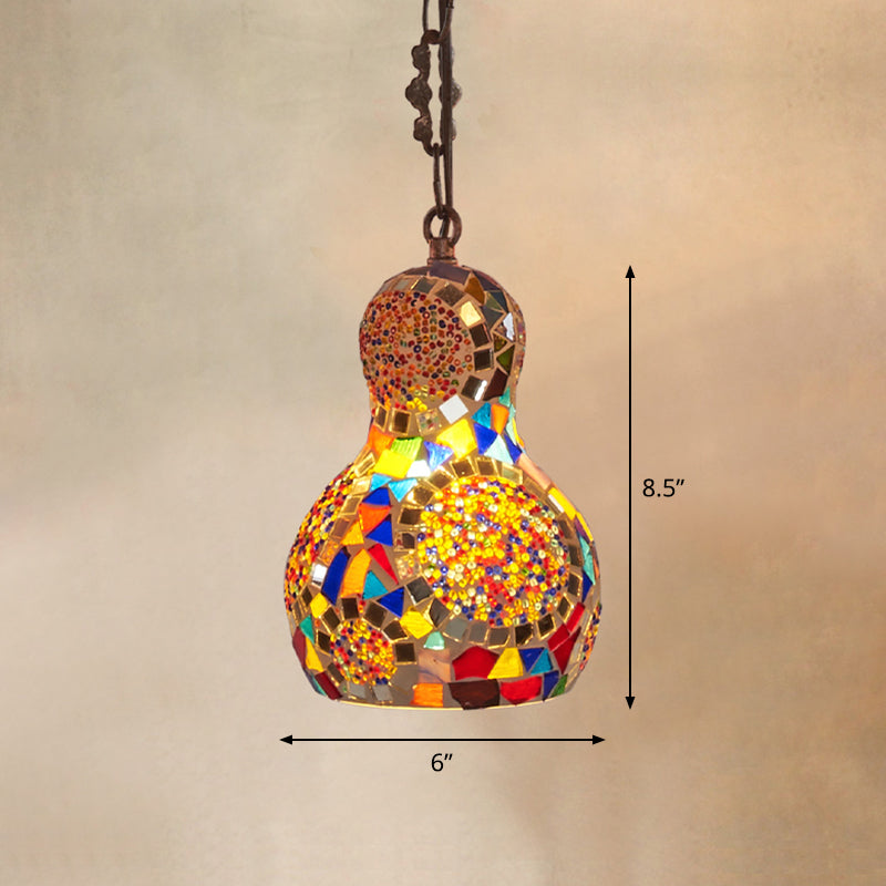 Traditional Pear Suspension Lighting 1-Light Stained Glass Pendant Ceiling Light for Restaurant Coffee Clearhalo 'Ceiling Lights' 'Glass shade' 'Glass' 'Pendant Lights' 'Pendants' Lighting' 2236131