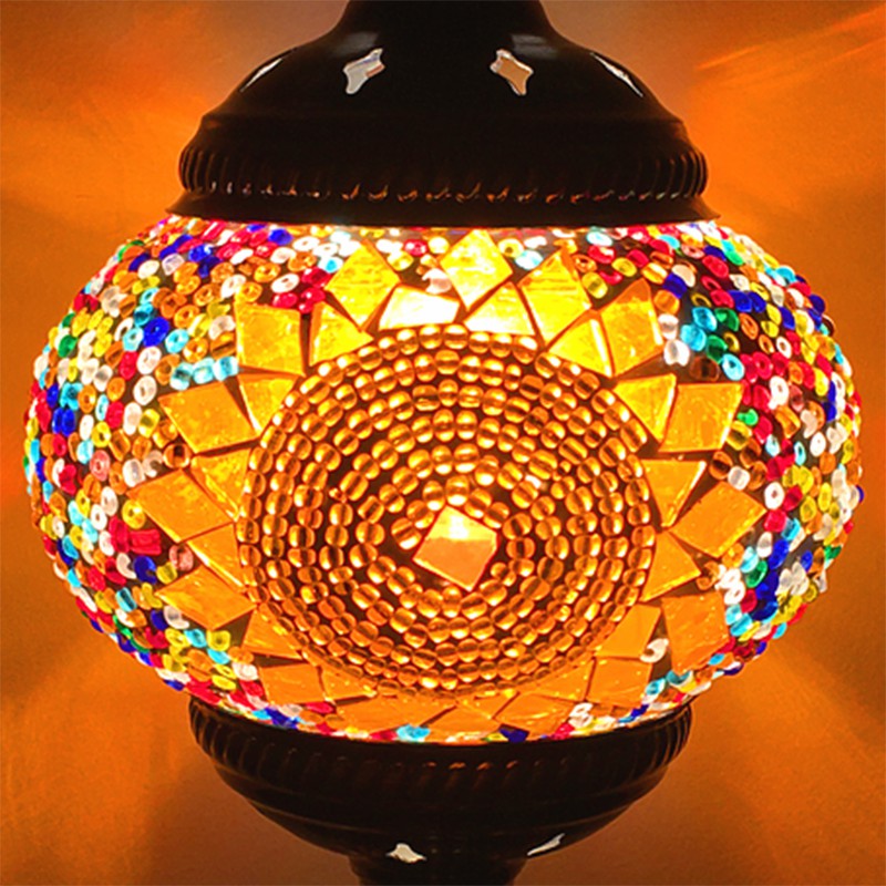 Stained Glass Oblate Pendant Light Vintage 1��Head Restaurant Suspension Light Fixture Orange-Red Clearhalo 'Ceiling Lights' 'Glass shade' 'Glass' 'Pendant Lights' 'Pendants' Lighting' 2236167