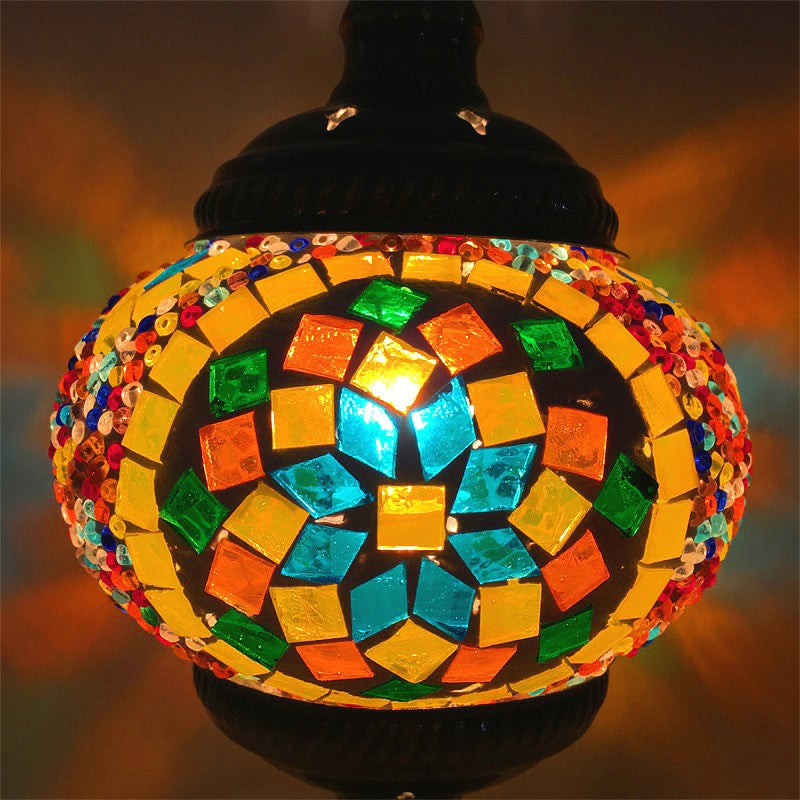 Stained Glass Oblate Pendant Light Vintage 1 Head Restaurant Suspension Light Fixture Orange Clearhalo 'Ceiling Lights' 'Lighting' 'Pendant Lights' 2236179_c67dadd8-dbba-4547-a543-de86cb08da81