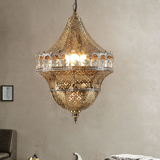 Cut-out Corridor Pendant Light Arabian Metallic 1-Light Gold Suspension Light Fixture Clearhalo 'Ceiling Lights' 'Pendant Lights' 'Pendants' Lighting' 2236230