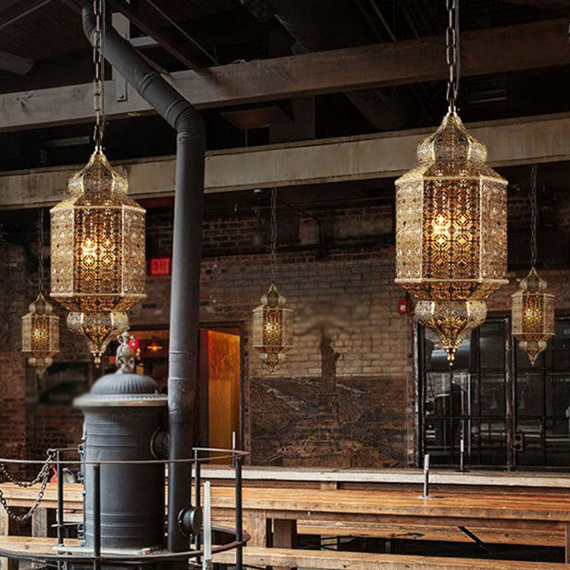 South-east Asia Cut-out Hanging Lamp 2 Heads Iron Ceiling Lighting in Bronze for Restaurant Clearhalo 'Ceiling Lights' 'Pendant Lights' 'Pendants' Lighting' 2236240