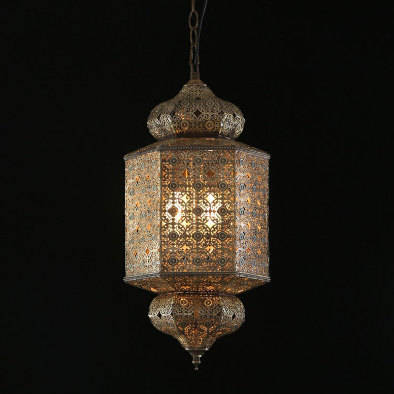 South-east Asia Cut-out Hanging Lamp 2 Heads Iron Ceiling Lighting in Bronze for Restaurant Clearhalo 'Ceiling Lights' 'Pendant Lights' 'Pendants' Lighting' 2236242