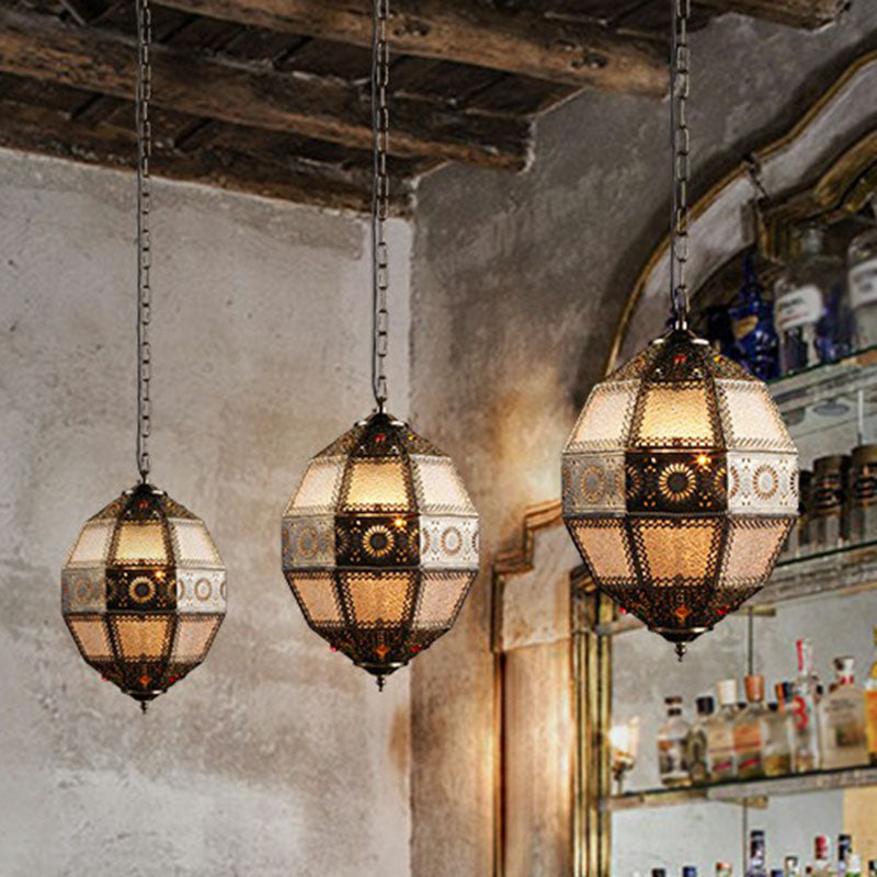 Traditional Hollow-out Suspension Light 3 Bulbs Restaurant Pendant Light Fixture in Bronze Clearhalo 'Ceiling Lights' 'Pendant Lights' 'Pendants' Lighting' 2236263