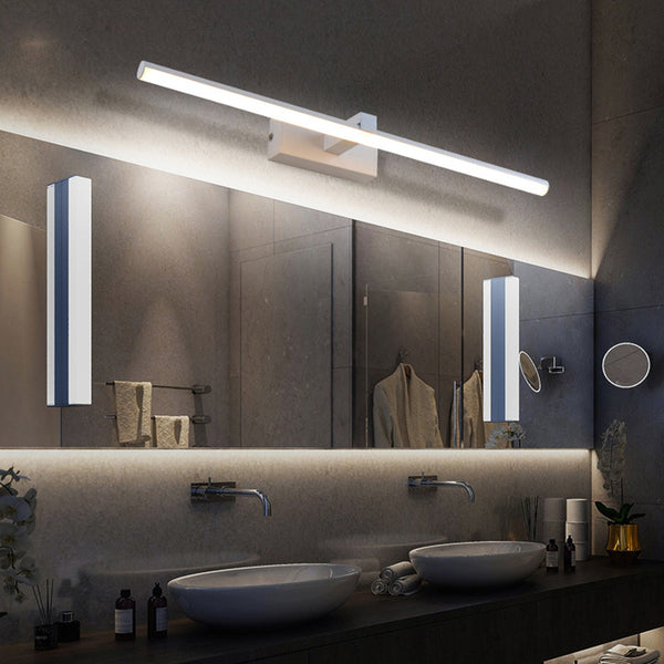 Linear Shaped Bathroom Wall Sconce Light Metallic Minimalist LED Vanity ...