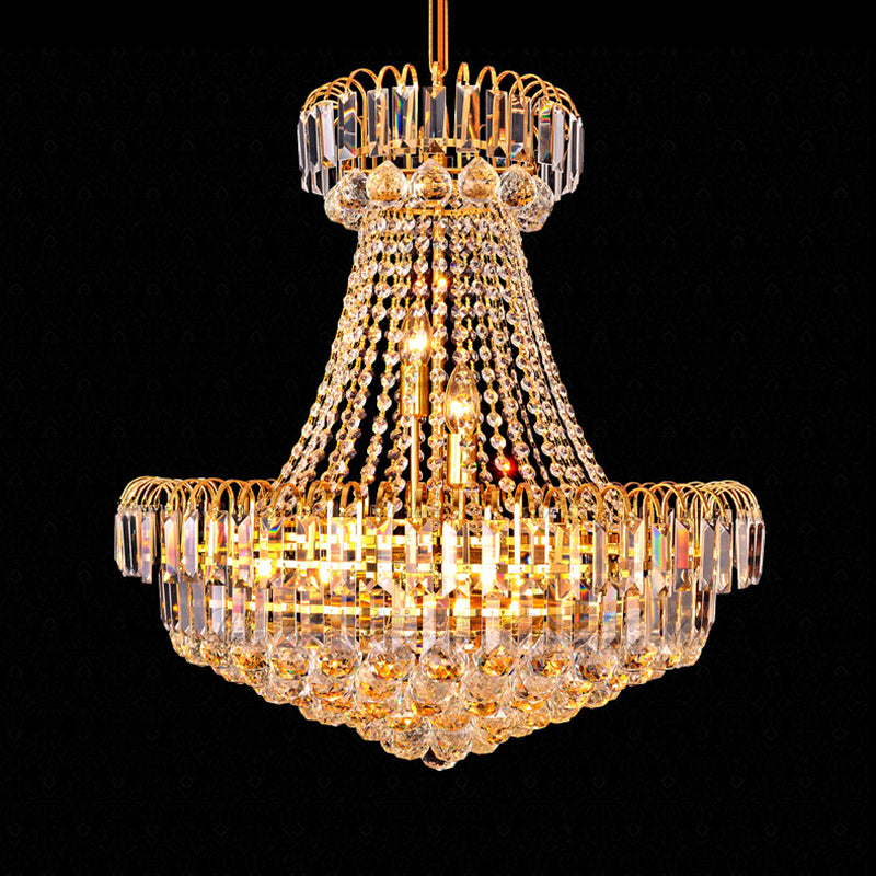 Mushroom Empire Chandelier Modern Crystal 8 Lights Gold Hanging Light for Bedroom, 16"/23.5" Wide Clearhalo 'Ceiling Lights' 'Chandeliers' 'Modern Chandeliers' 'Modern' Lighting' 223643