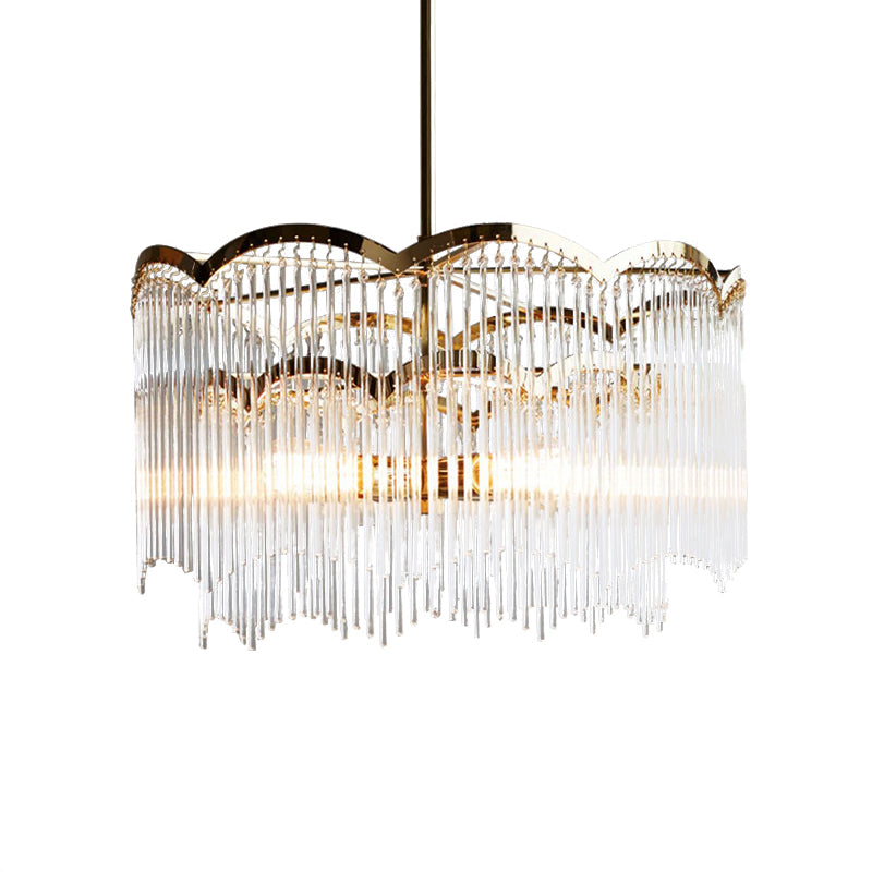 LED Bedroom Ceiling Chandelier Modern Gold Hanging Light with Round Crystal Rod Shade Clearhalo 'Ceiling Lights' 'Chandeliers' 'Modern Chandeliers' 'Modern' Lighting' 223682