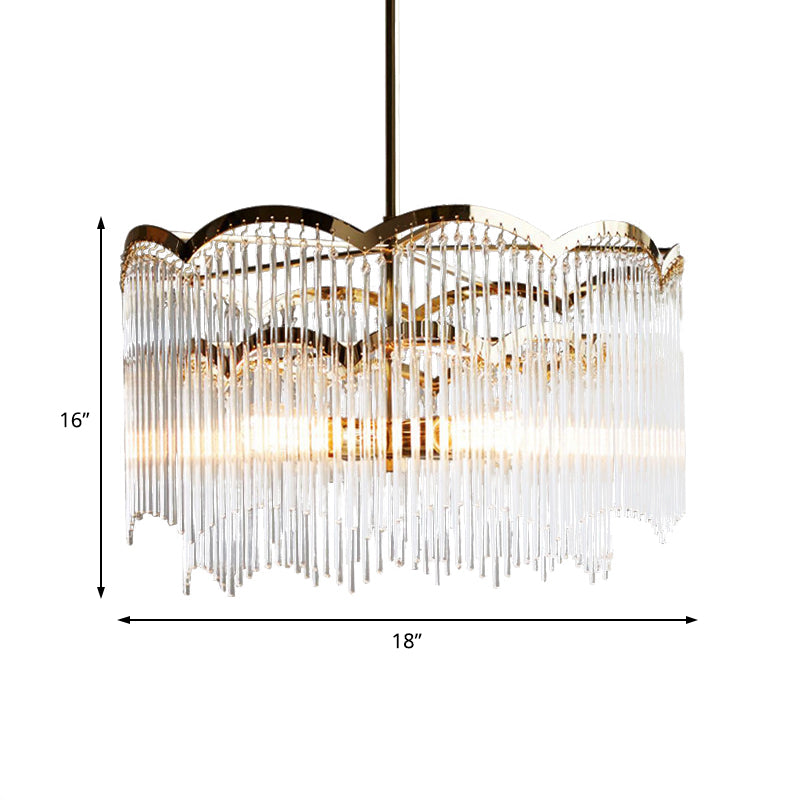 LED Bedroom Ceiling Chandelier Modern Gold Hanging Light with Round Crystal Rod Shade Clearhalo 'Ceiling Lights' 'Chandeliers' 'Modern Chandeliers' 'Modern' Lighting' 223683