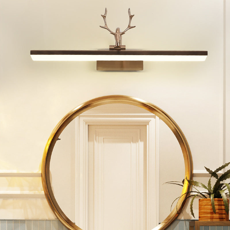 16"/22"/28" W Rectangle Vanity Mirror Light with Antler Rotatable Modern Acrylic Wall Lighting in Black/Gold/White Gold 28" Clearhalo 'Vanity Lights' 'Wall Lights' Lighting' 223745