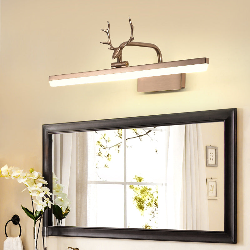 16"/22"/28" W Rectangle Vanity Mirror Light with Antler Rotatable Modern Acrylic Wall Lighting in Black/Gold/White Clearhalo 'Vanity Lights' 'Wall Lights' Lighting' 223748