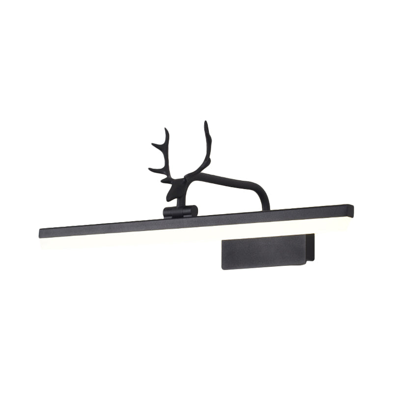 16"/22"/28" W Rectangle Vanity Mirror Light with Antler Rotatable Modern Acrylic Wall Lighting in Black/Gold/White Clearhalo 'Vanity Lights' 'Wall Lights' Lighting' 223759