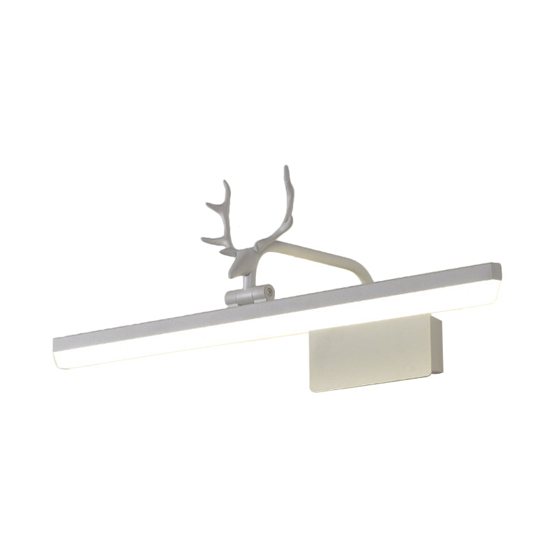 16"/22"/28" W Rectangle Vanity Mirror Light with Antler Rotatable Modern Acrylic Wall Lighting in Black/Gold/White Clearhalo 'Vanity Lights' 'Wall Lights' Lighting' 223764