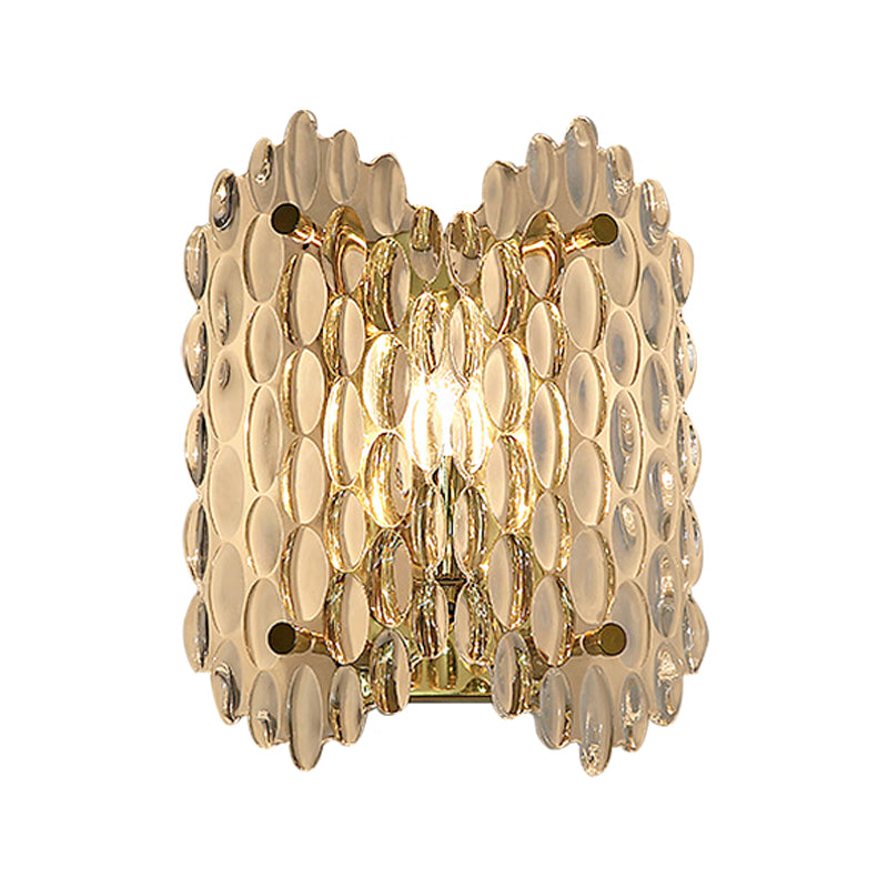Oval Shaped Wall Lamp Contemporary Clear Crystal 1 Bulb Corridor Wall Light Fixture in Gold Clearhalo 'Cast Iron' 'Glass' 'Industrial' 'Modern wall lights' 'Modern' 'Tiffany' 'Traditional wall lights' 'Wall Lamps & Sconces' 'Wall Lights' Lighting' 223791