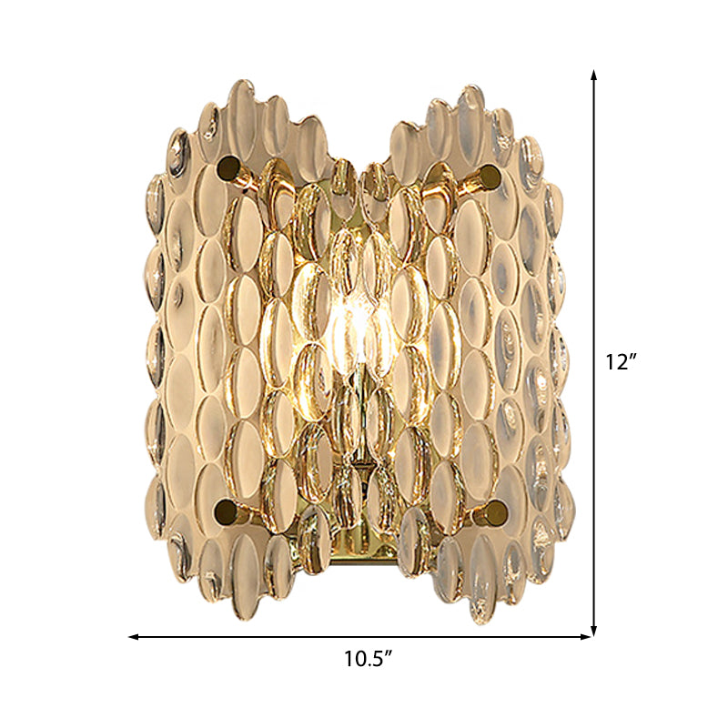 Oval Shaped Wall Lamp Contemporary Clear Crystal 1 Bulb Corridor Wall Light Fixture in Gold Clearhalo 'Cast Iron' 'Glass' 'Industrial' 'Modern wall lights' 'Modern' 'Tiffany' 'Traditional wall lights' 'Wall Lamps & Sconces' 'Wall Lights' Lighting' 223792