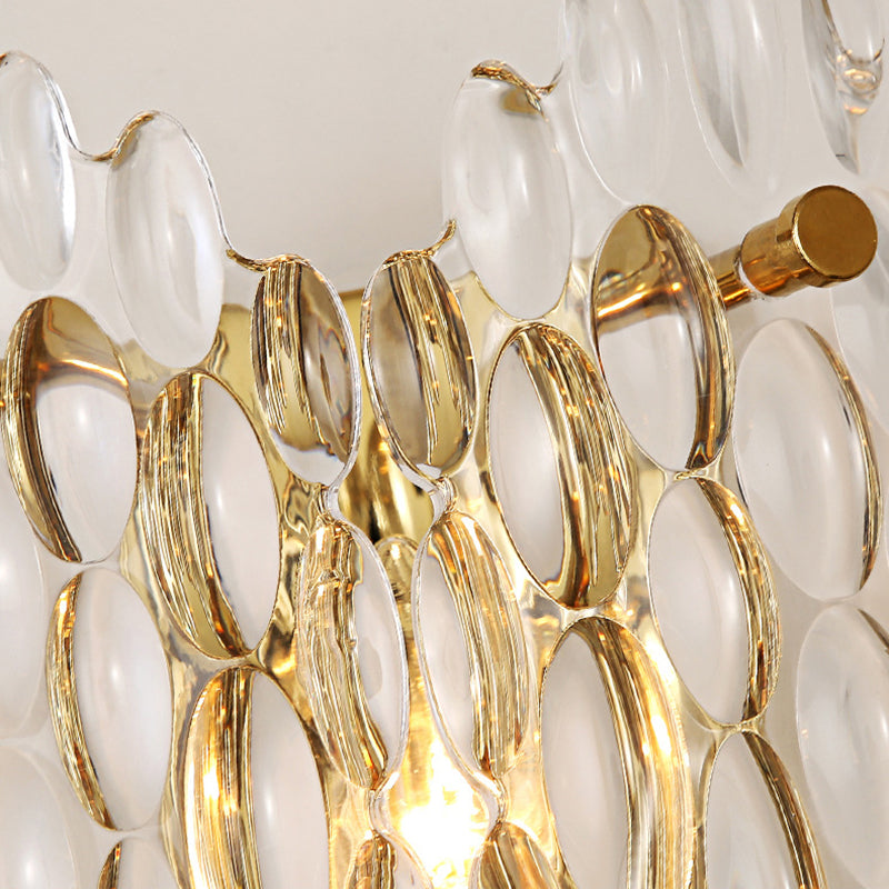 Oval Shaped Wall Lamp Contemporary Clear Crystal 1 Bulb Corridor Wall Light Fixture in Gold Clearhalo 'Cast Iron' 'Glass' 'Industrial' 'Modern wall lights' 'Modern' 'Tiffany' 'Traditional wall lights' 'Wall Lamps & Sconces' 'Wall Lights' Lighting' 223793