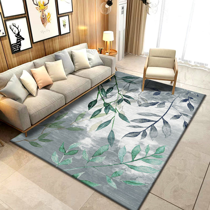 Multi Color Scandinavian Rug Polyster Plant Printed Area Carpet Pet Friendly  Easy Care Area Rug for Bedroom - Clearhalo