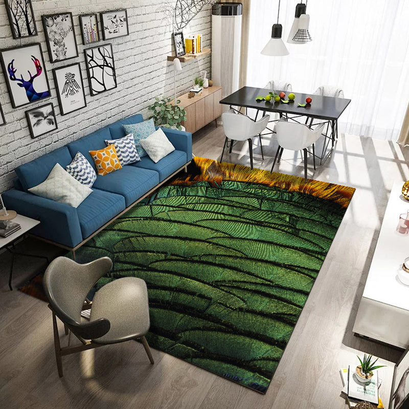 Modern Living Room Rug Multi Color Animal Fur Print Rug Polyster Easy Care Machine Washable Carpet Green Clearhalo 'Area Rug' 'Casual' 'Rugs' Rug' 2238308