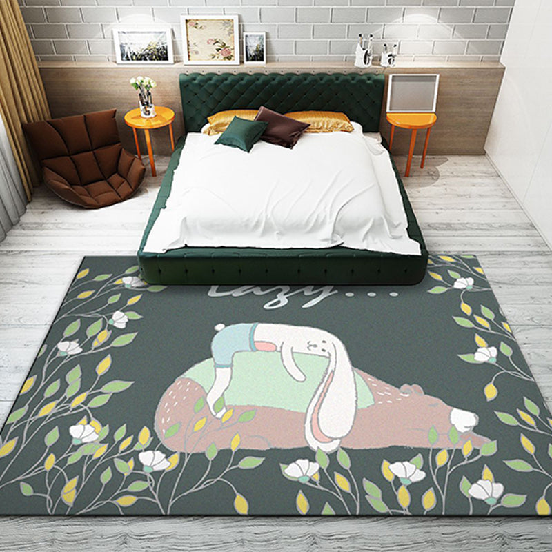 Western Plant Print Rug Multi Color Polyster Area Carpet Non-Slip Backing Stain-Resistant Indoor Rug for Bedroom Clearhalo 'Area Rug' 'Rug' 2238343