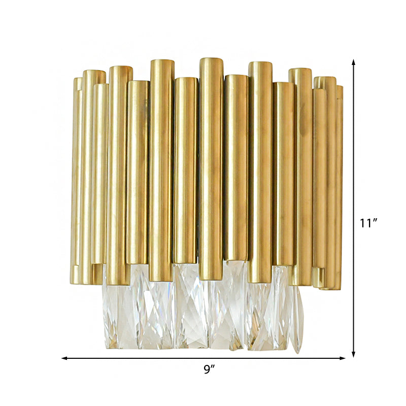 Clear Faceted Crystal Wall Mounted Lighting Modernist 1 Light Brass Wall Light for Living Room Clearhalo 'Modern wall lights' 'Modern' 'Wall Lamps & Sconces' 'Wall Lights' Lighting' 223835