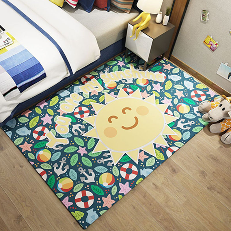 Western Plant Print Rug Multi Color Polyster Area Carpet Non-Slip Backing Stain-Resistant Indoor Rug for Bedroom Clearhalo 'Area Rug' 'Rug' 2238366