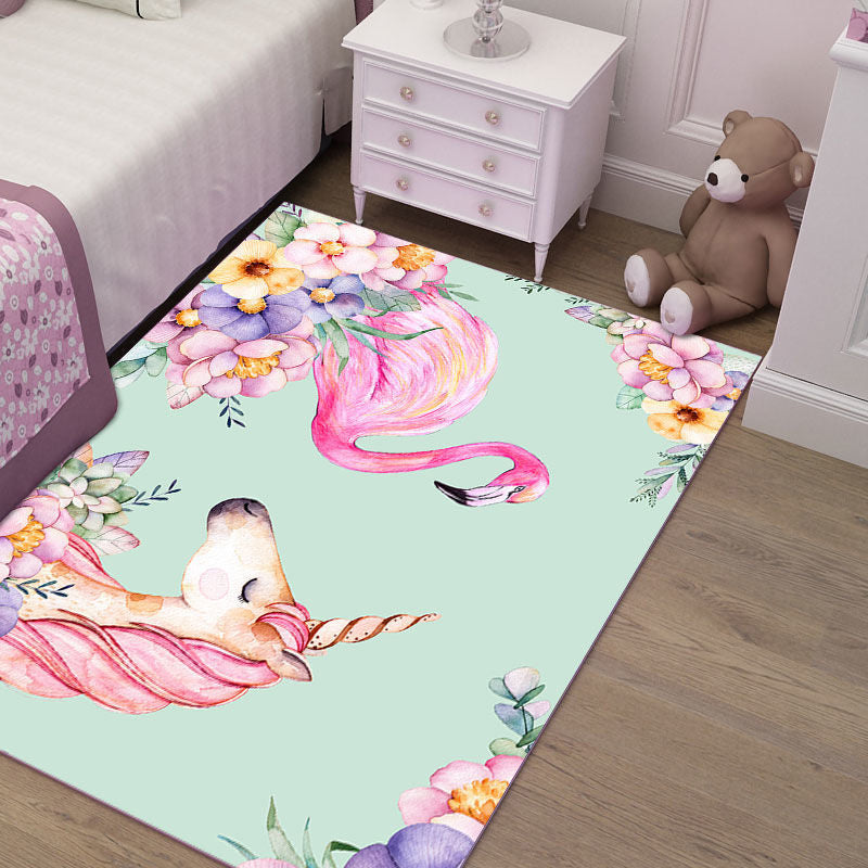 Cute Kids Room Rug Multi-Color Animal Pattern Rug Synthetics Anti-Slip Backing Easy Care Carpet Green Clearhalo 'Area Rug' 'Modern' 'Rugs' Rug' 2238370