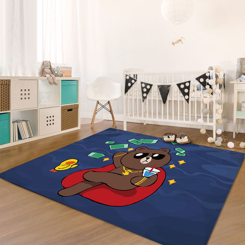 Cute Kids Room Rug Multi-Color Animal Pattern Rug Synthetics Anti-Slip Backing Easy Care Carpet Dark Brown Clearhalo 'Area Rug' 'Modern' 'Rugs' Rug' 2238375