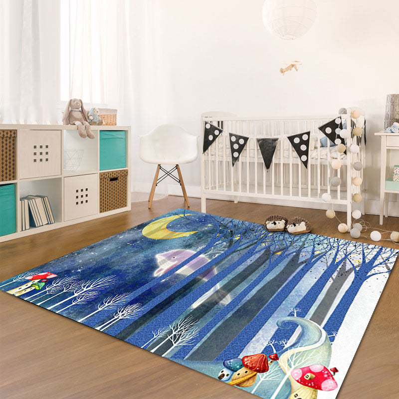 Cute Kids Room Rug Multi-Color Animal Pattern Rug Synthetics Anti-Slip Backing Easy Care Carpet Lake Blue Clearhalo 'Area Rug' 'Modern' 'Rugs' Rug' 2238379